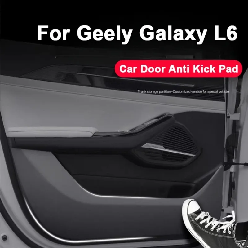

For Geely Galaxy L6 2021-2025 Lychee Grain Leather Car Door Anti-Kick Pad Door Protector Mat Anti-Dirty Anti-Collision Stickers