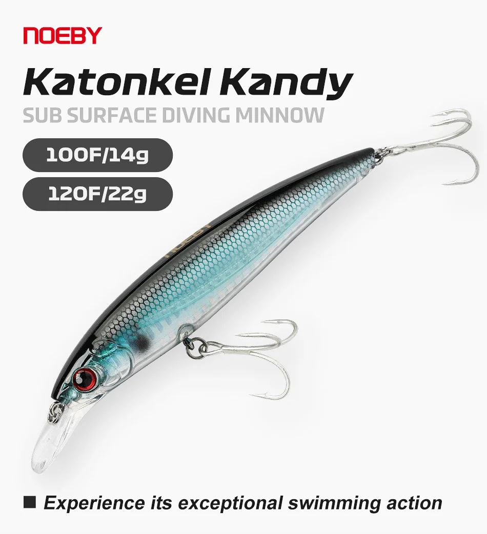 NOEBY Katonkel Kandy Sub Surface Tauch-Minnow 100mm 14g 120mm 22g Jerkbait Künstlicher Hartköder für Wolfsbarsch und Bonito Angelköder – Detail 1