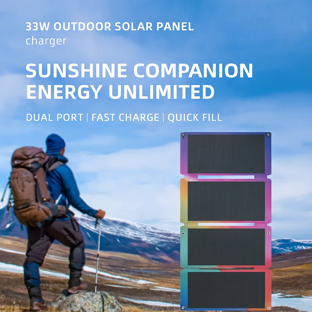 

33W Portable Solar Charger, Foldable Solar Panel with Fast Charging, Compact & Lightweight for Outdoor