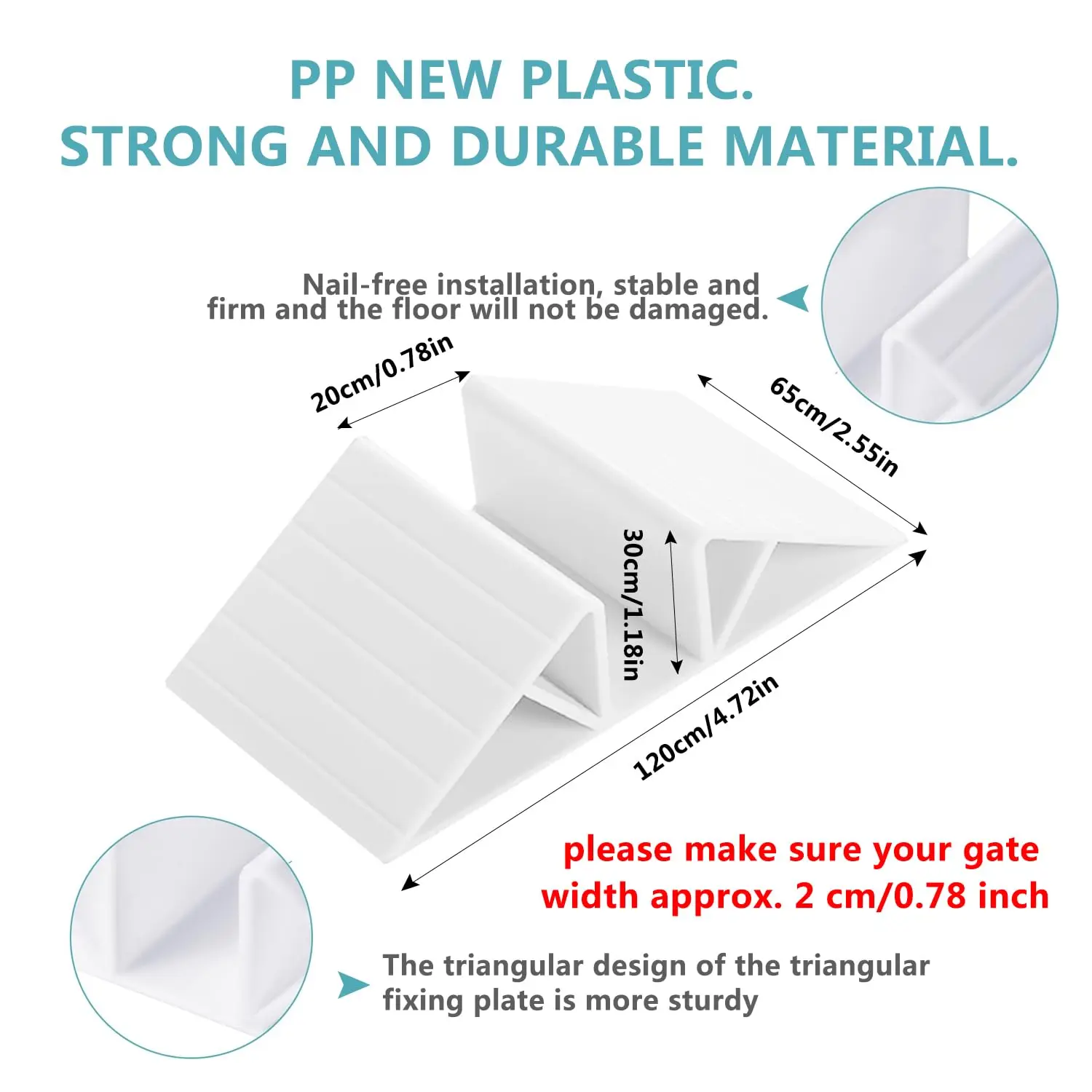 White Plastic Triangle Support Feet for Pet & Baby Gates, Fences, Free-Standing Dog Gates, Configurable Wood Panels, Customized
