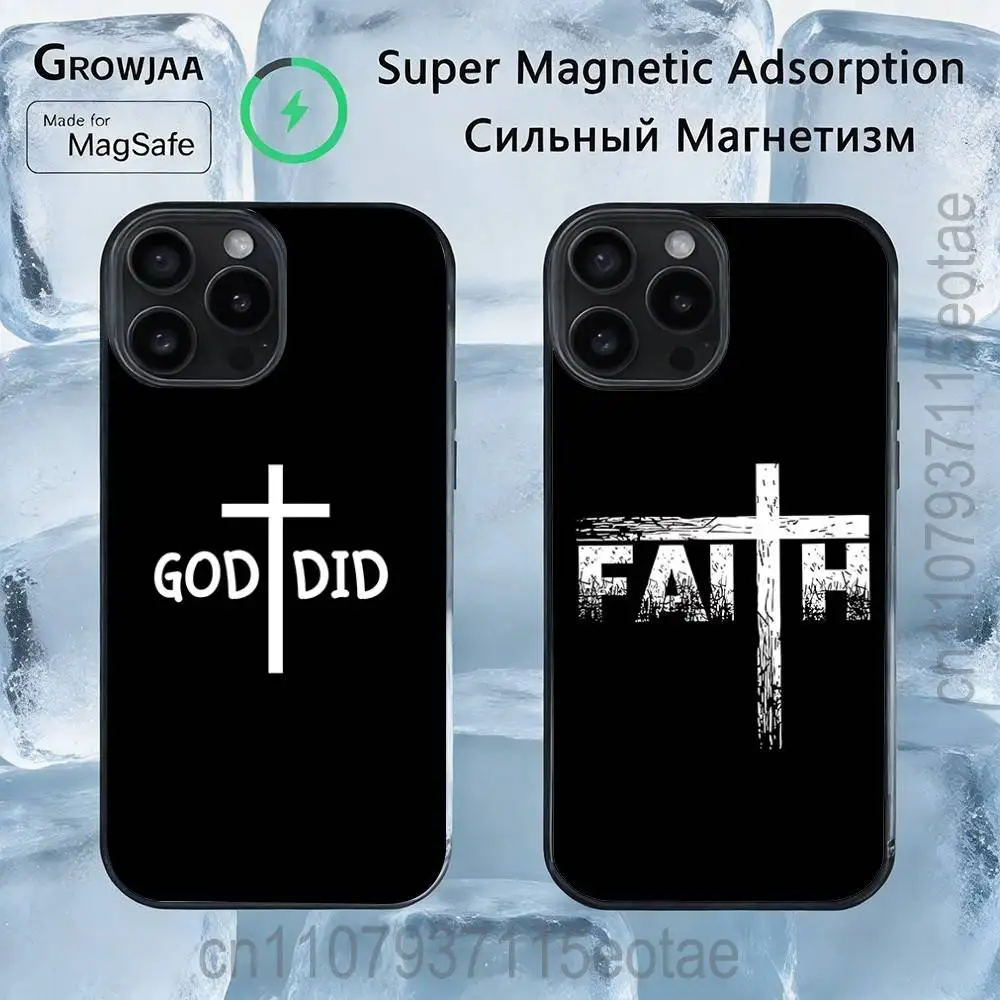 

Jesus Christian Simple Cross Case For iPhone 17,16,15,14,13,12,11,Pro,Max,Plus,Mini,SE4,E Magnetic Magsafe Wireless Charging