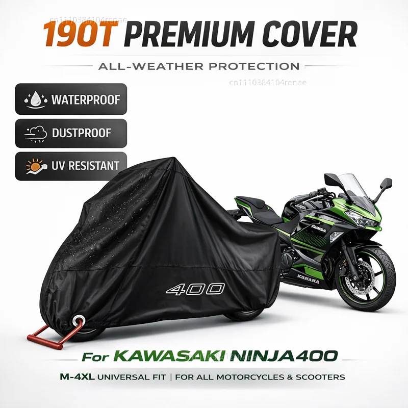 For KAWASAKI NINJA400 Z400 NINJA 400 Z 400 2018-2024 2025 190T Motorcycle Cover Waterproof Dustproof UV Protection All Season