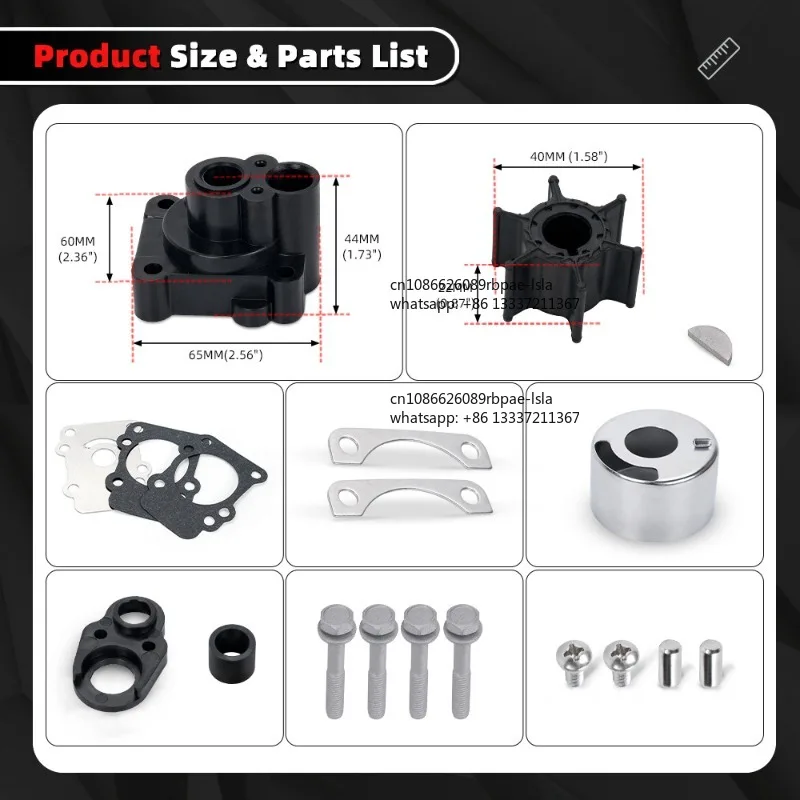 Outboard Water Pump Impeller Repair Kit 682-W0078 Fit for  2 Stroke 9.9HP Boat Motor Replacement Parts