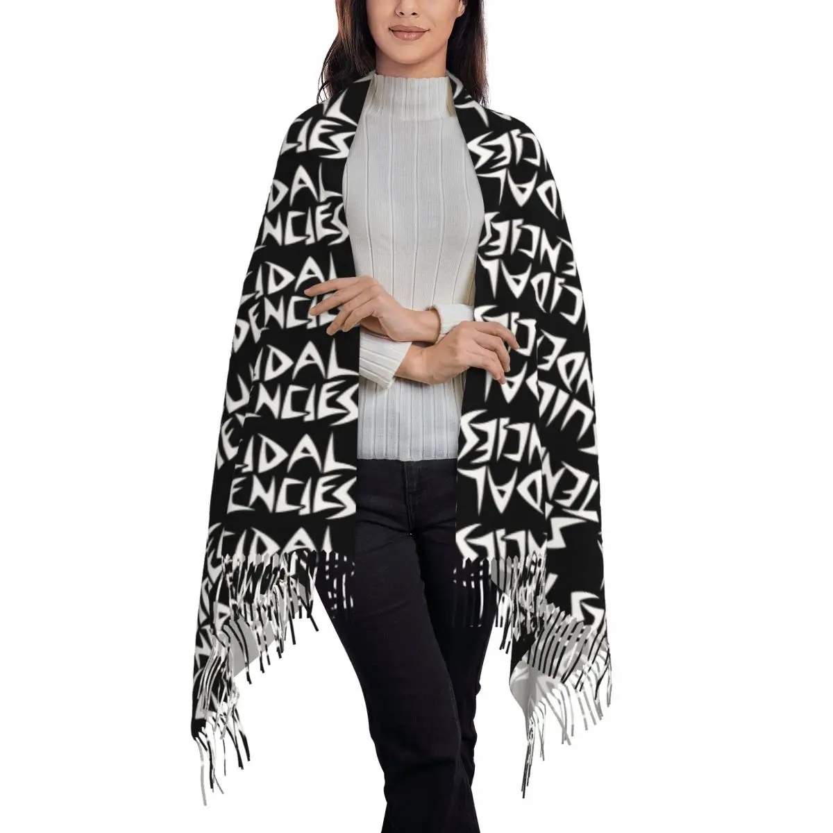 Rock Music Suicidal Tendencies Band Scarf Tassel Scarves for Women Soft Warm Shawls and Wraps Large Fall Winter Shawl Wrap