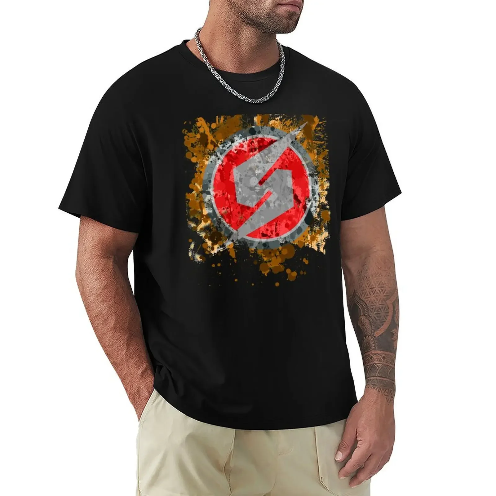 Metroid Symbol Splatter T-Shirt customs design your own Short sleeve tee customizeds clothes for men