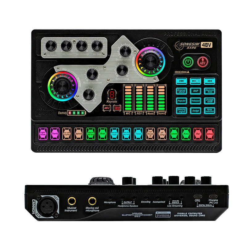 48V mobile computer live sound card set Douyin Fast hand anchor K singing mixer live broadcast equipment