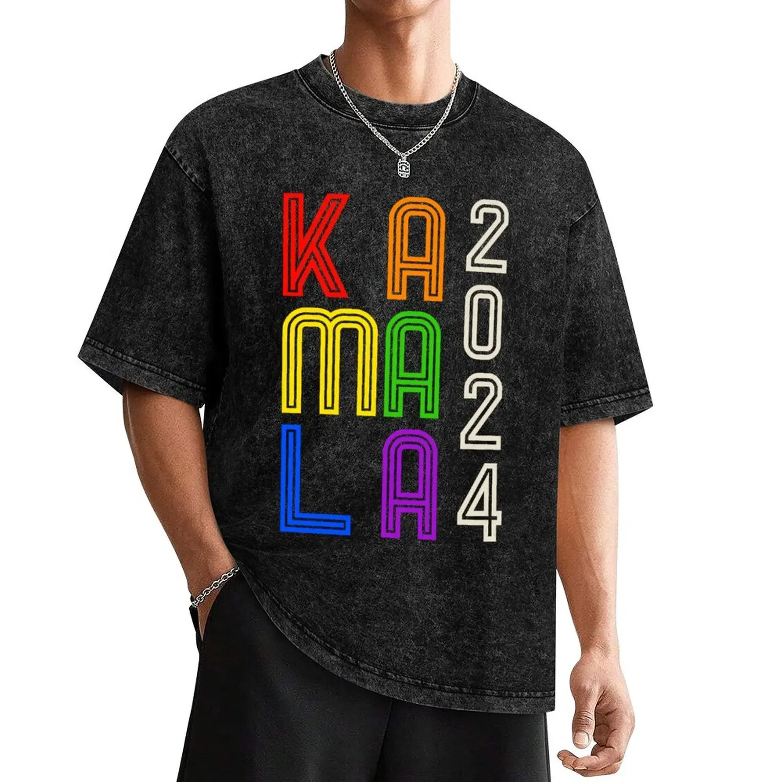 

Kamala 2024 in Rainbow Colors T-Shirt cute tops customs design your own for a boy sublime black t-shirts for men