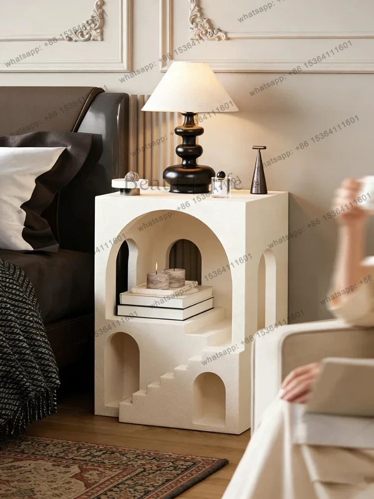 PG French antique bedroom bedside table High-end Fashion Art Creative European Style Home Geometric Staircase Bedside Table
