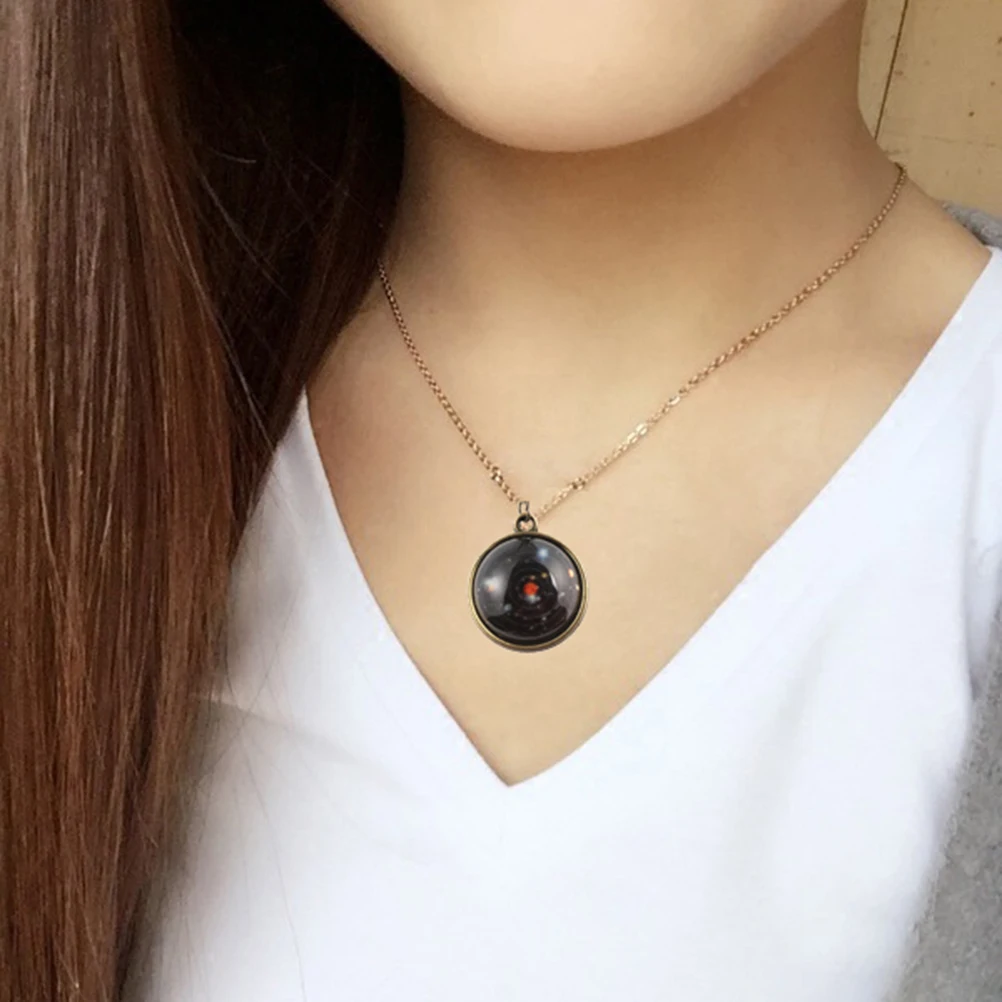 

Luminous Night Glow Moon Necklace Crystal Ball Glass Planet Pendant for Daily Wear Couple Lovers Ball Pendant