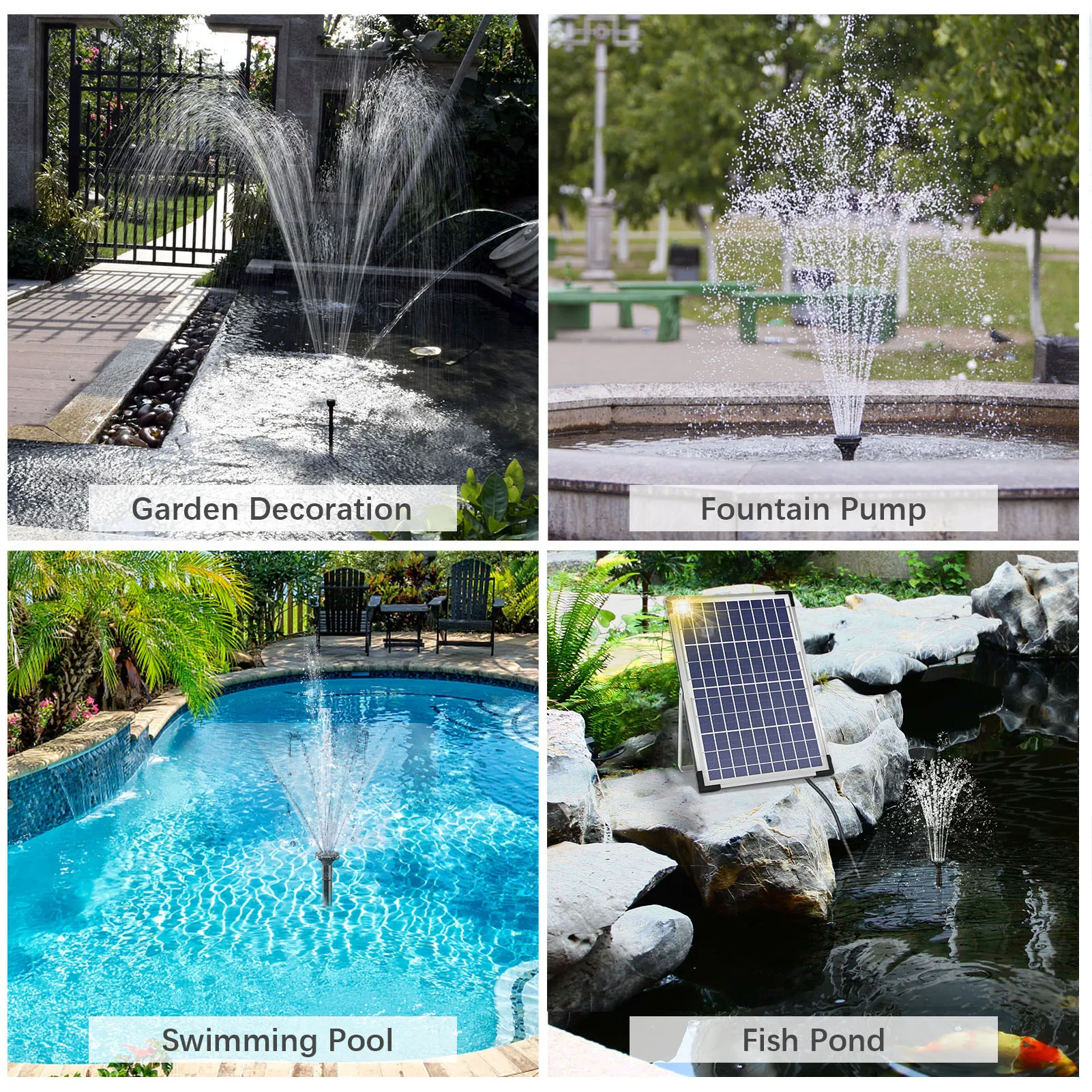 10W Solar Fountain Pump with Large Solar Panel 3 Nozzles Max. for Bird Bath Fish Tank Small Pond Garden Decoration Water Pump