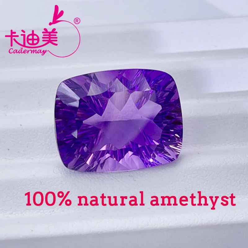 

CADERMAY Long Cushion Shape Natural Amethyst Loose Stone With GRC Certificate Beads For Jewelry Making