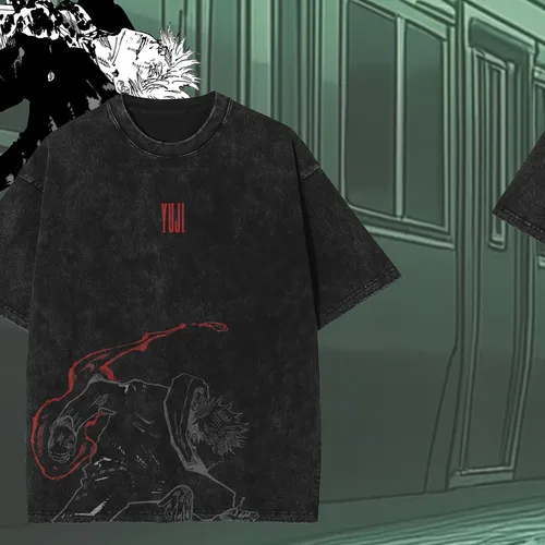 Imagen 2 del producto Camiseta Gojo Satoru Jujutsu Kaisen para hombre y mujer, Camiseta de algodón lavada, ropa de verano de manga corta, camisetas de gran tamaño, ropa de calle