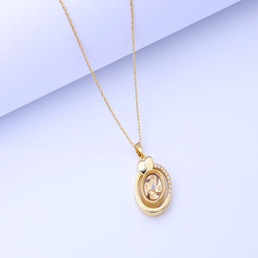 

New vintage-inspired diamond-inlaid rotating necklace, unisex design