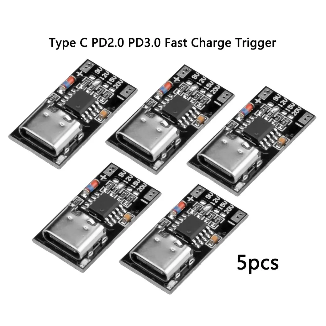 5 peças tipo c pd2.0 pd3.0 detector de pesquisa de gatilho de carga rápida usb boost fonte de alimentação módulo de mudança placa de carregador diymore