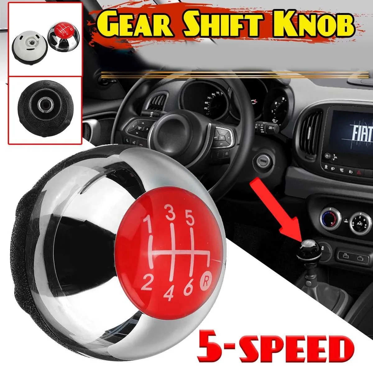 6 Speed Handle Gear Shift Knob Stick for Fiat 500 2012-2018 Manual Transmission Lever Handle Gear Shift Knob 55344048