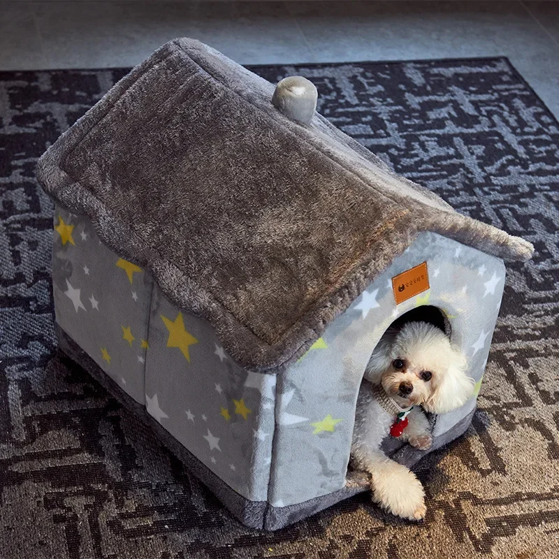 

Foldable Dog House Pet Cat Bed Winter Dog Villa Sleep Kennel Removable Nest Warm Enclosed Cave Sofa Pets Supplies