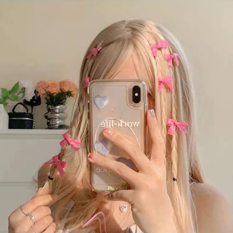 8 Stuks \ Set Nieuwe Strik Haarclips Sweet Lint Strik Haarspelden Mode Koreaanse Meisjes Mini Grijpt Clips Vrouwelijke Hoofddeksels Haaraccessoires