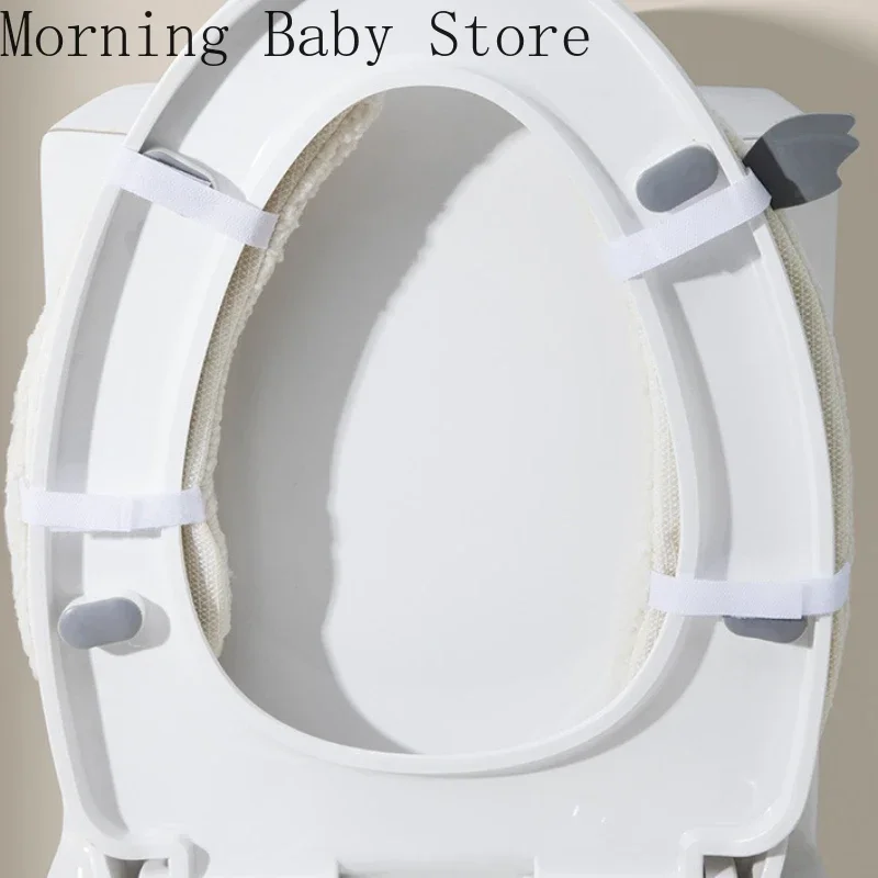 Solid Color Cartoon Sheep Toilet Seat Pad with Handle Soft Toilet Mat Cushion Toilet Sticker Universal Bathroom Accessories