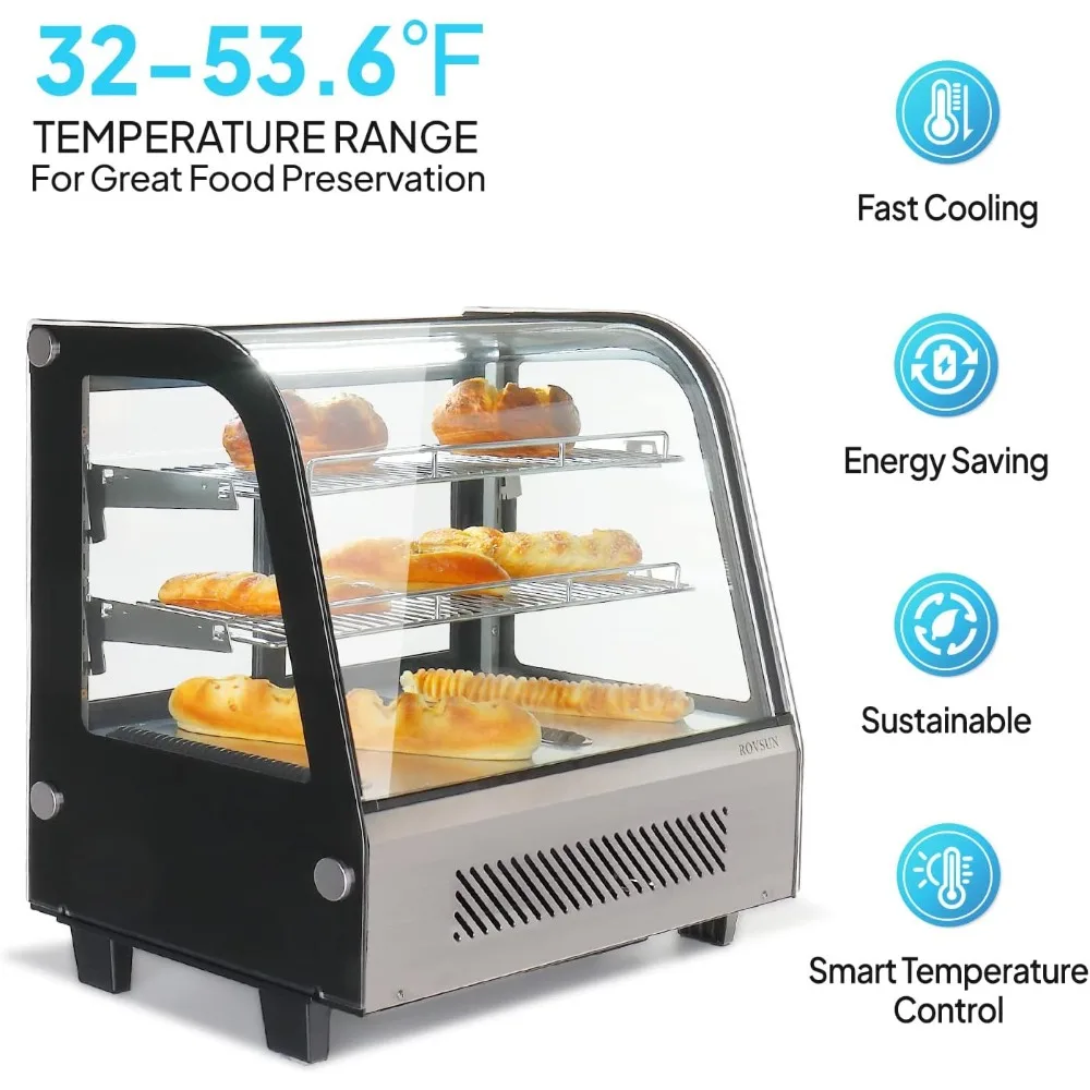 3.7 Cu.Ft Pastry Display Case Commercial Countertop  Refrigerator W/LED Air-cooling Automatic Defrost Refrigerator Display Case