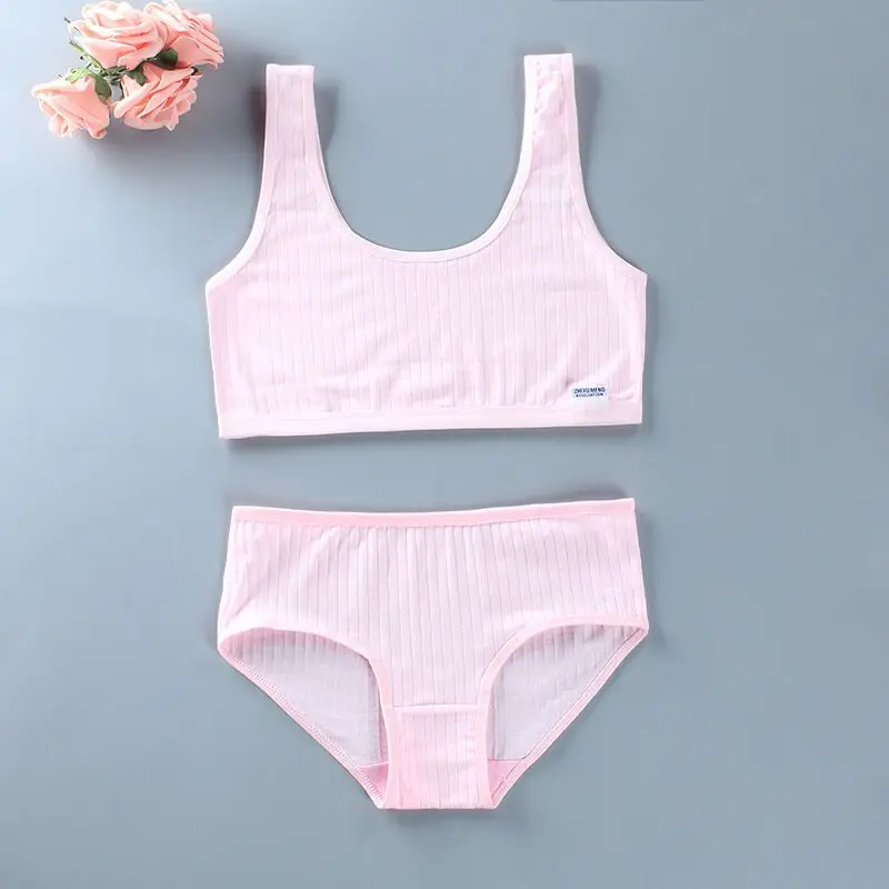 Teenage Clothes Sets Teenager Sport Underwear Training Bra For Girls Teen Bra And Panties Sets 8-14Y