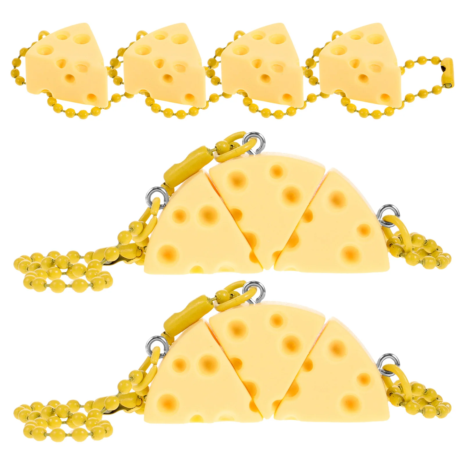 10 Pcs Decorate Cheese Ornaments Miss Key Holder Triangle Cheesecake Food Figurines Metal Pendant Decorative Keychain