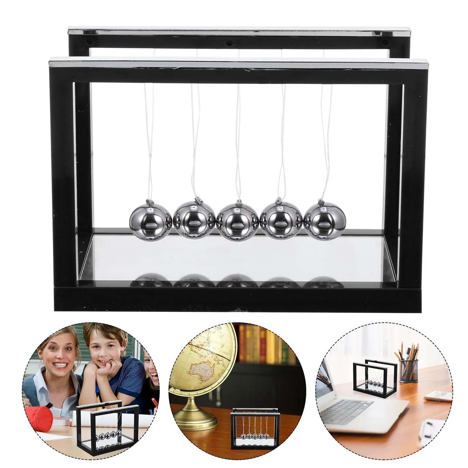 Newton's Cradle Mirror Balance Balls Scientific Desk Decoration for Stress Relief Physics Teaching Tool Office Ornament