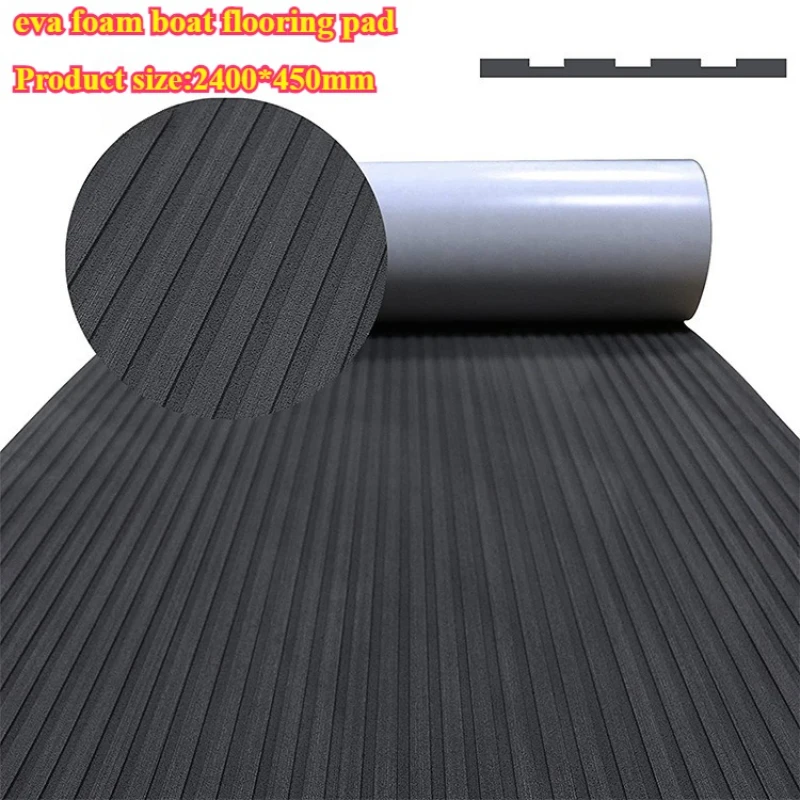 

2400x450mm EVA Foam Boat Flooring Pad Marine Yacht Deck Mat Non-Slip Self Adhesive Straight Line Teak Sheet for Boat Decking