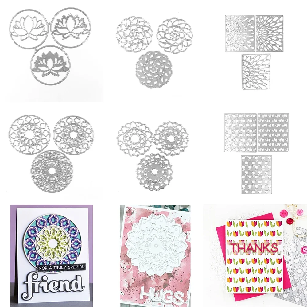 Blütenblatt-Ei-Schicht-Set, frostige Mandala-Blumen-Schicht-Set, Metall-Stanzformen, Prägestanzte für DIY-Kartenherstellung, Scrapbooking, Basteln