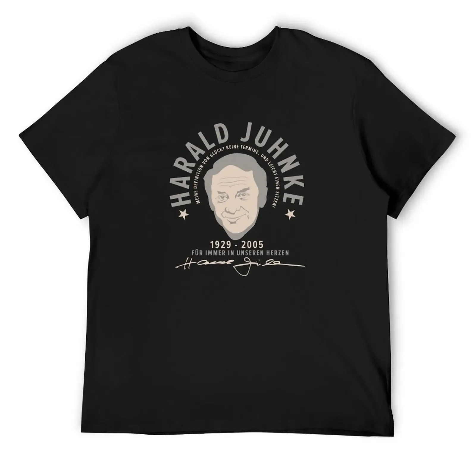 Harald Juhnke Minimal Portrait - “My definition of happiness” T-Shirt blanks essential t shirt cotton graphic tees mens t shirt