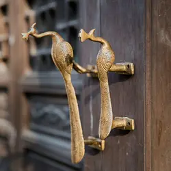 IMPEU Peacock Door Pull Brass Peacock Door Handle Pull, Vintage Handmade, Antique Bronze Color, Solid Brass Material