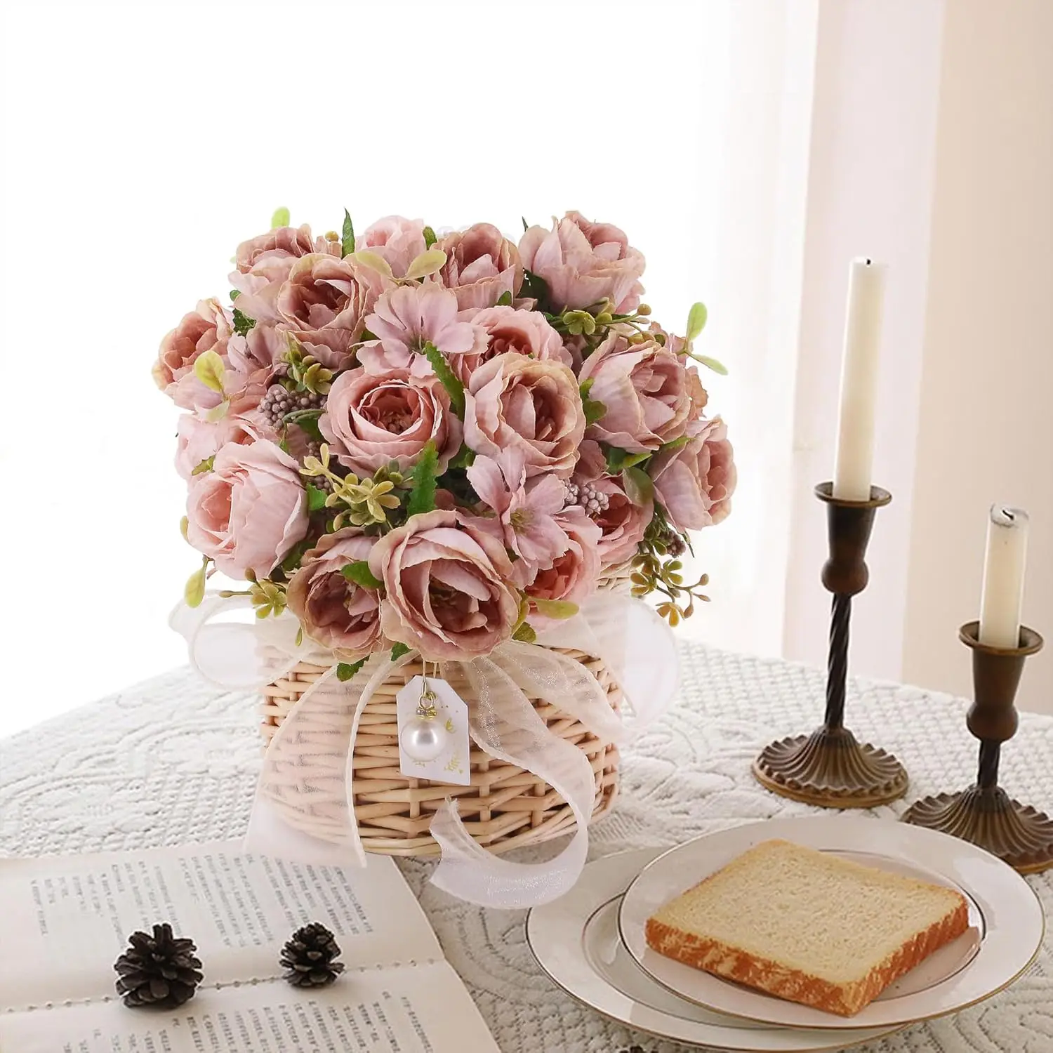 Künstliche Blume Seide hält Rose Valentinstag Kranz Hochzeit Brautstrauß Home Room Arrangement Vase Sill Decor Outdoor Geschenk