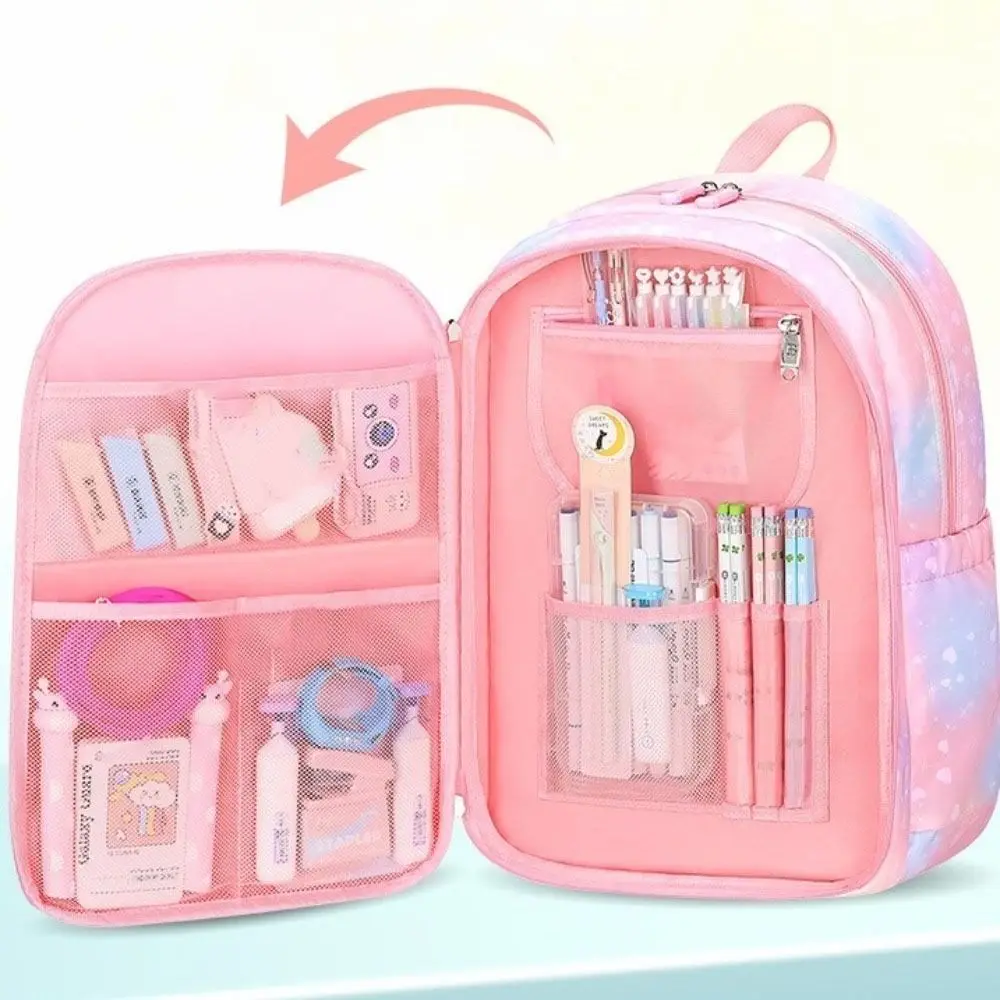 레인보우 어린이 배낭 측면 개방형 냉장고 스타일 도어 오프닝 어깨 가방 하라주쿠 한국 스타일 학생 학교 가방