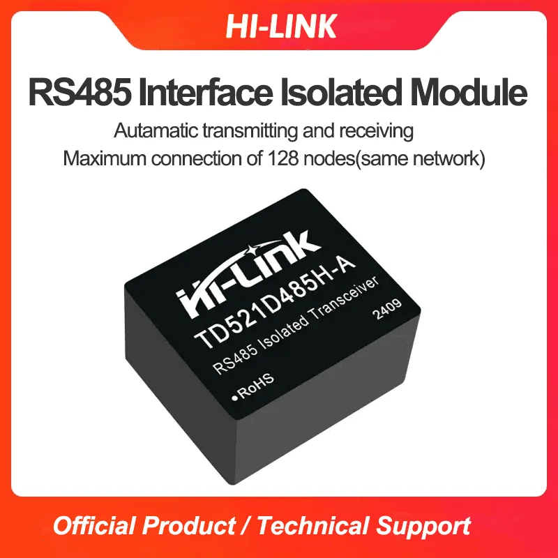 Single Channel Auto Transceiver Isolated RS485 Module Hi link TD521D485H High Speed Communication Supports 128 Network Nodes