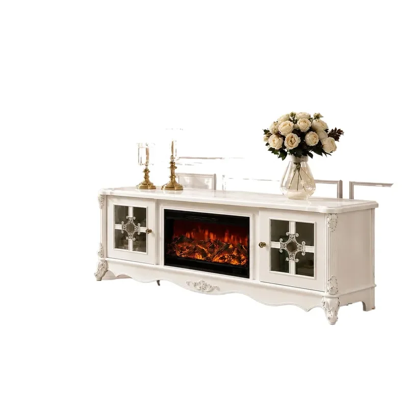 Modern Simple Floor to Ceiling TV Cabinet European Style Electronic Fireplace Decorative Storage Unit for Villa Living Room