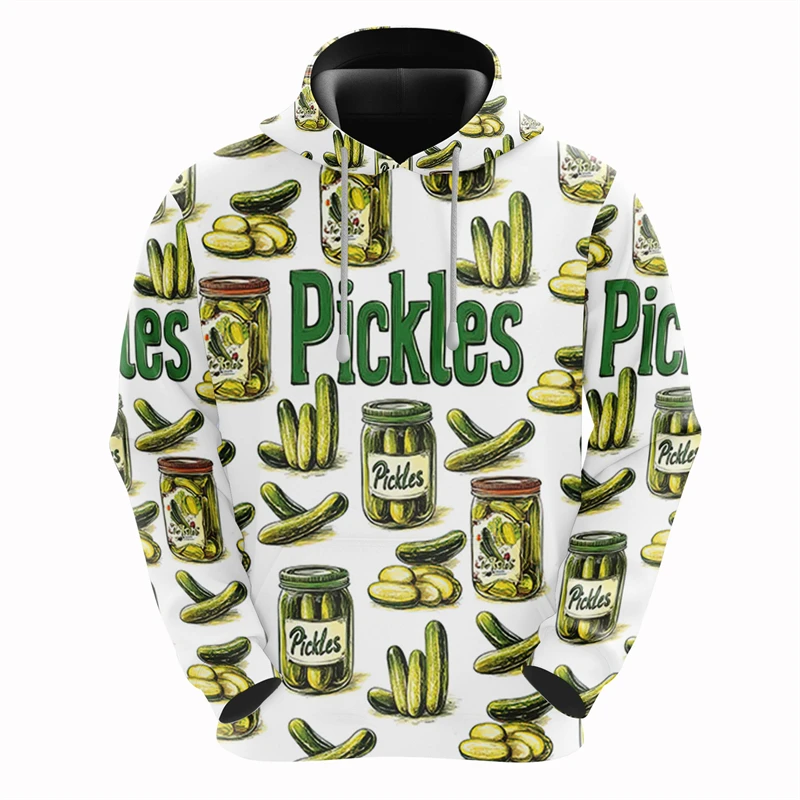 Harajuku Fashion Pickles Graphic Sweatshirts Cartoon Pickle Unisex Hoodie Funny Vegetable Cucumber 3D Printed Man Hoodies Tops