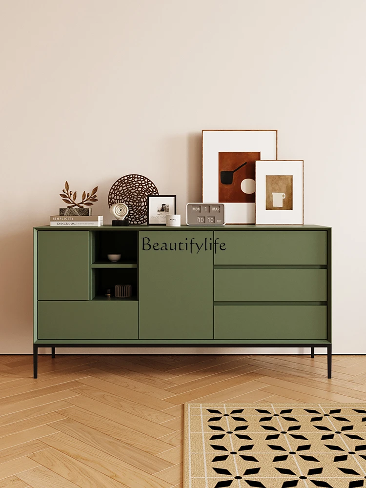 *Side cabinet Modern simple living room Household solid wood storage against the wall