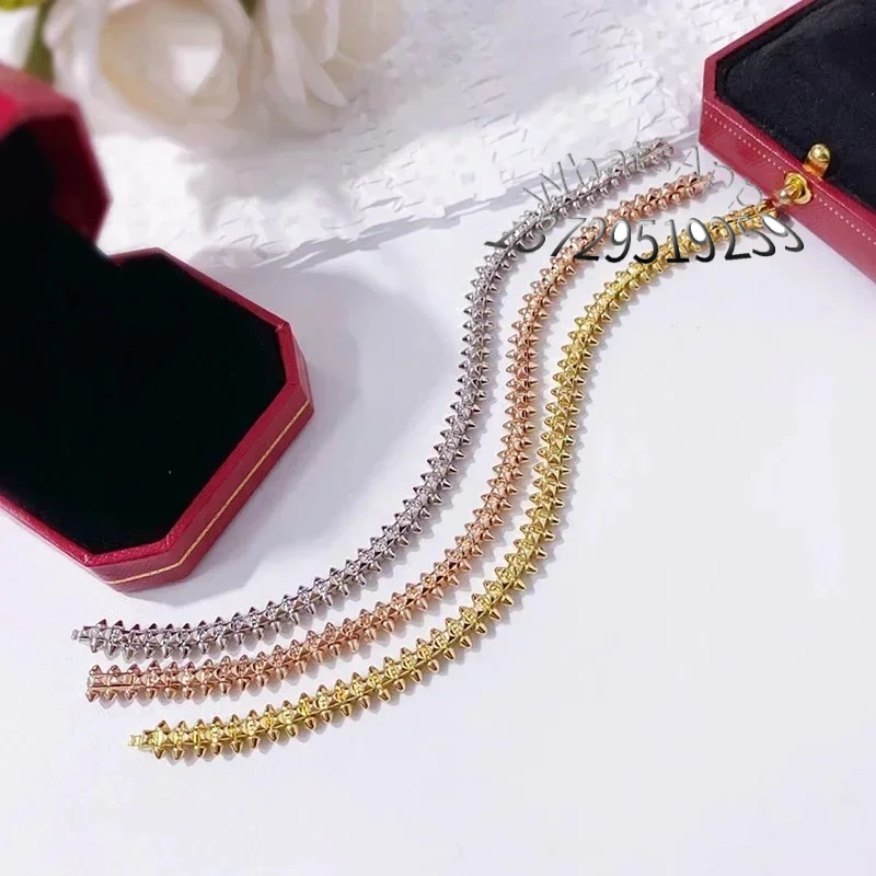 

High-quality stainless steel classic women's silver buckle bracelet, elegant and luxurious jewelry, punk, couple gifts and party