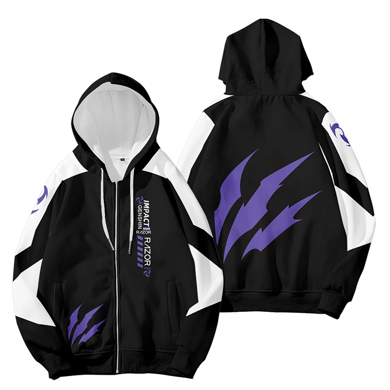 Trò Chơi Genshin Tác Động Tartaglia Cosplay Khóa Kéo Lên Áo Hoodie Nam Nữ Bông Tai Kẹp Áo Thời Trang Y2k Dạo Phố Dây Kéo Có Túi