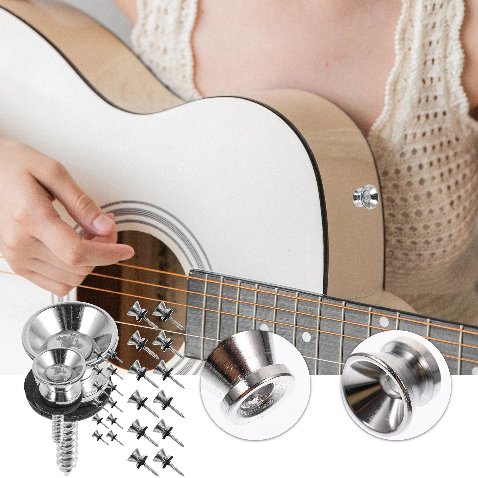 

20 Sets Guitar End Pins Premium Alloy Anti falling Strap Locks Durable Non rusting Easy Installation Guitar Accessories Bass