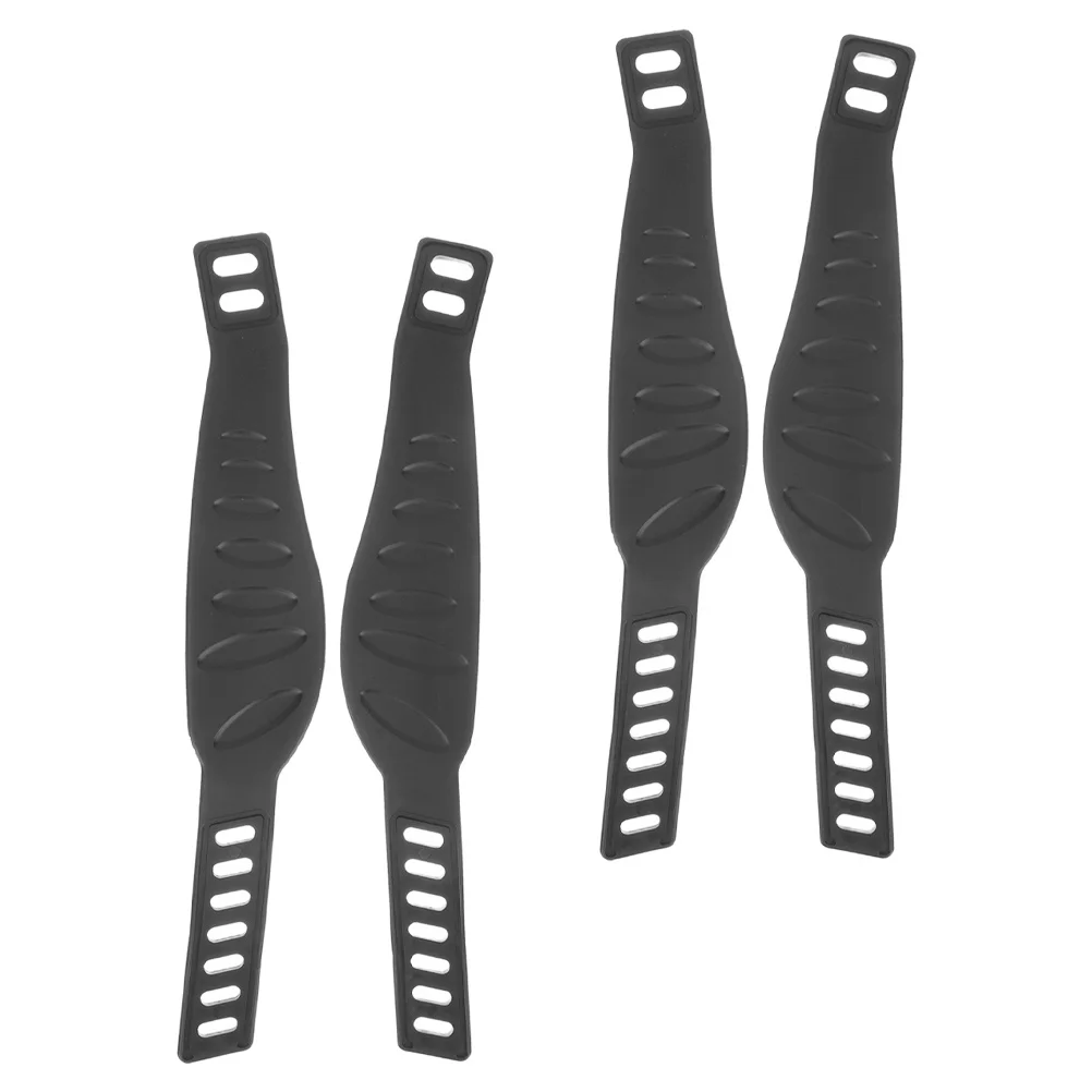 

2Pairs Adjustable Bike Pedal Straps Rubber Material Wear-Resistant No Buckle Design Anti-Slipping Footrest Straps for Cycling