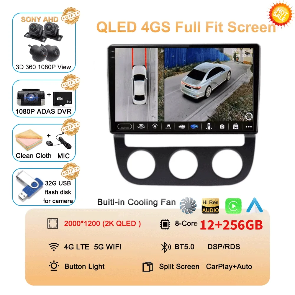Android 16 Carplay Auto voor Volkswagen Jetta 5 2005 2006 2007 2008 2009 2010 autoradio GPS multimediaspeler 4G head unit stereo