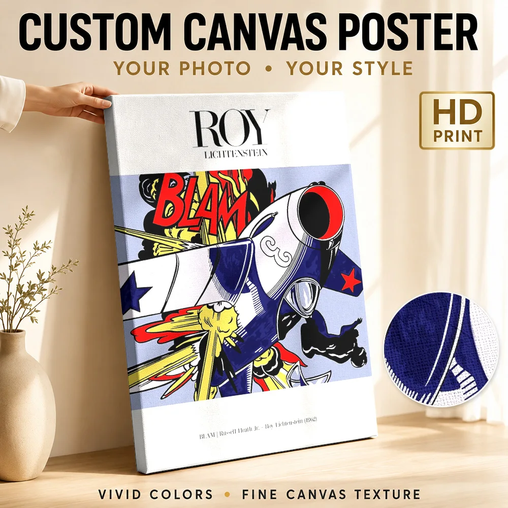 BLAM | Russ Heath - Roy Lichtenstein Canvas Poster Custom Photo Gaming Anime Canvas Wall Art for Game Room Decor Ready to Hang