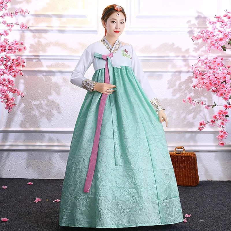

Sequined Korean Traditional Costume Hanbok Female Korea Palace Costume Hanbok Dresses National Dance Clothing For Stage Show