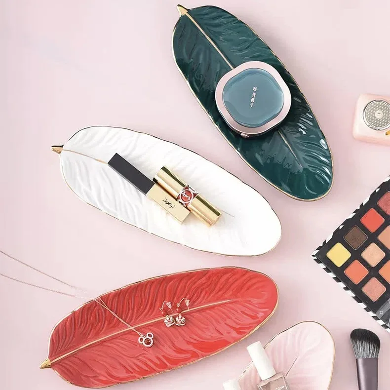 

# Fashion European Snack Plate Wholesale Red Green White Pink Fruit Snack Leaf Ceramic Dessert Plate #