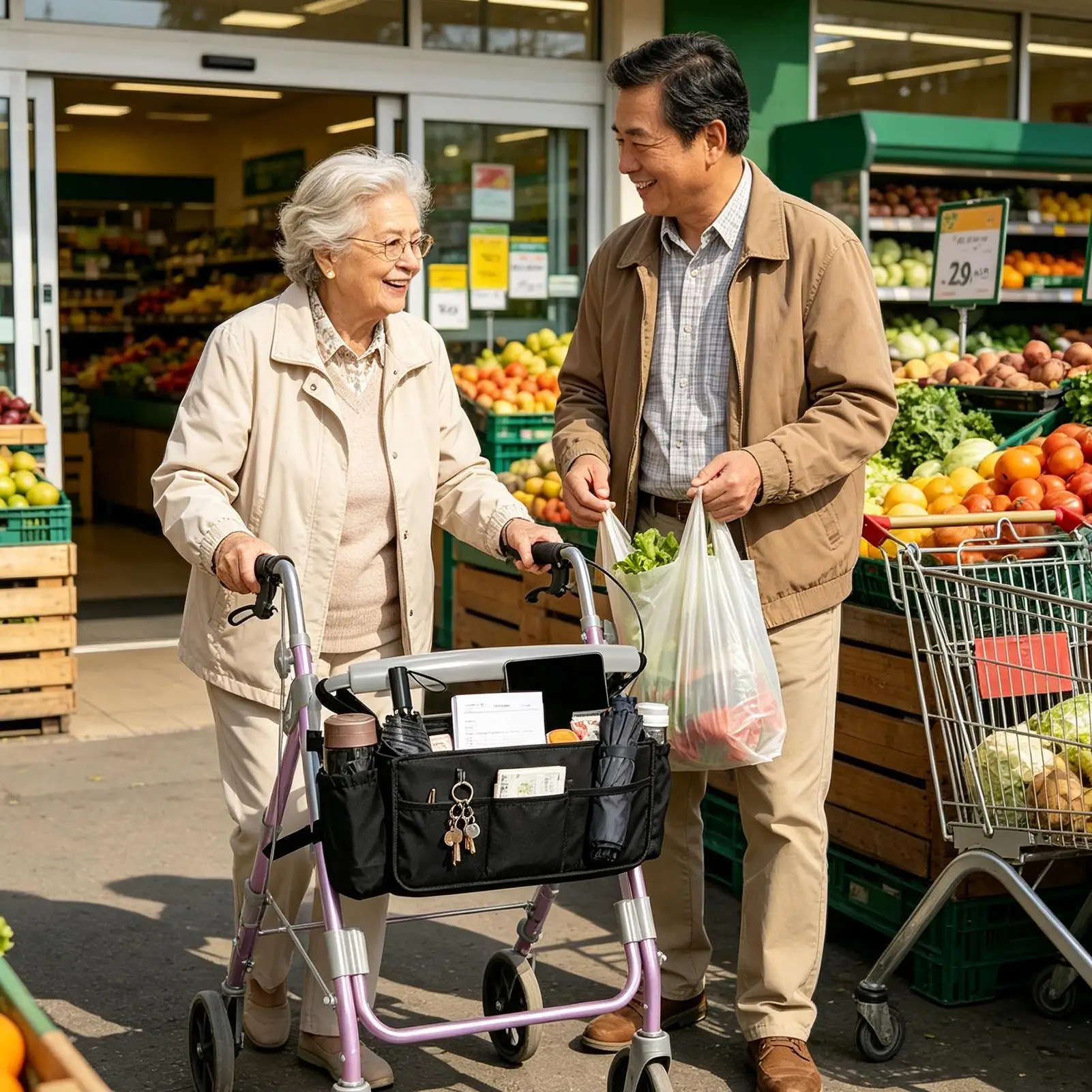 Basket For Walker Scratch-Resistant Storage Pouch Walker Storage Bag For Seniors Home Indoor Outdoor Walking Outing Shopping