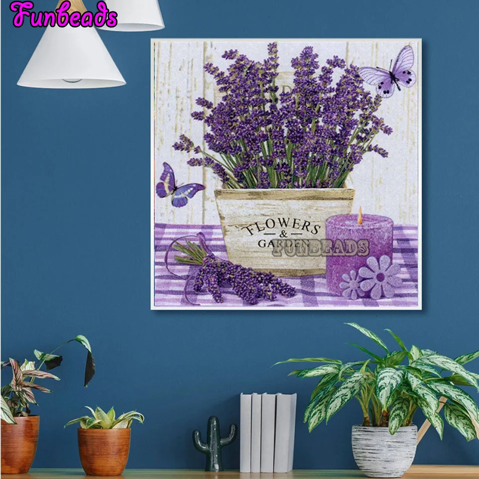 5D Diamond Painting Lavender Full Drill Square/Round Diamond Embroidery Flower Diamond Mosaic Picture Of Rhinestone Decor TT7118