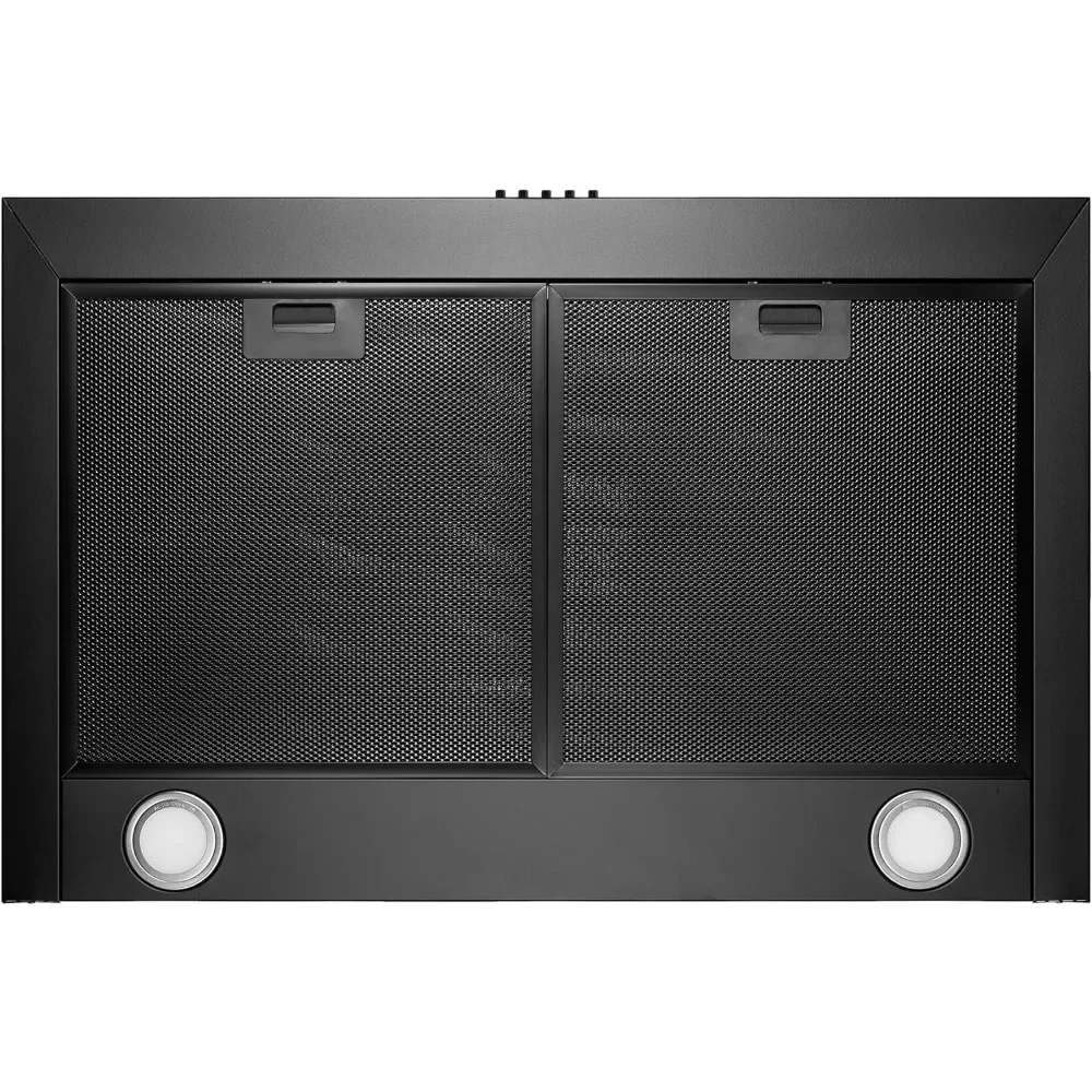 Wall-montado conversível cozinha gama Hood, silencioso e prático, preto aço inoxidável filtro de carbono, 30"