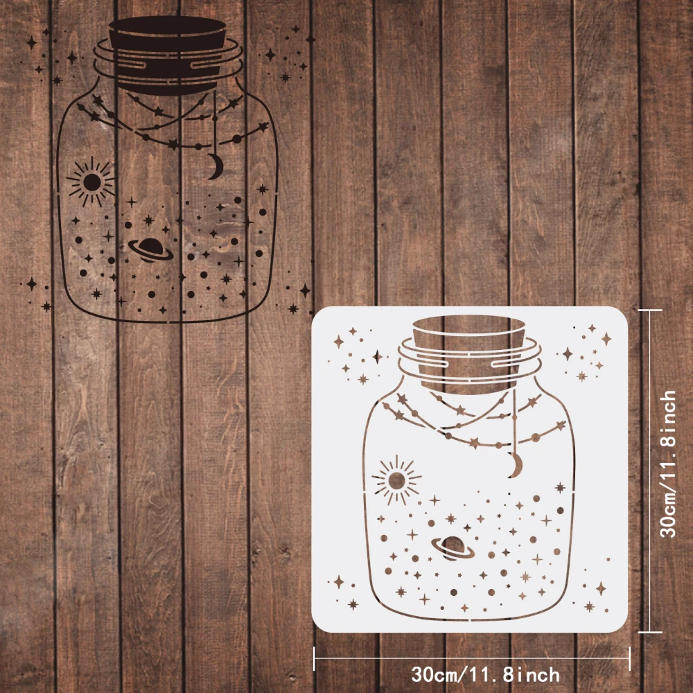 Wishing Bottle Stencil for Painting Reusable 11.8in DIY Art and Craft Stencils Drawing on Wood Canvas Fabric Walls and Furniture