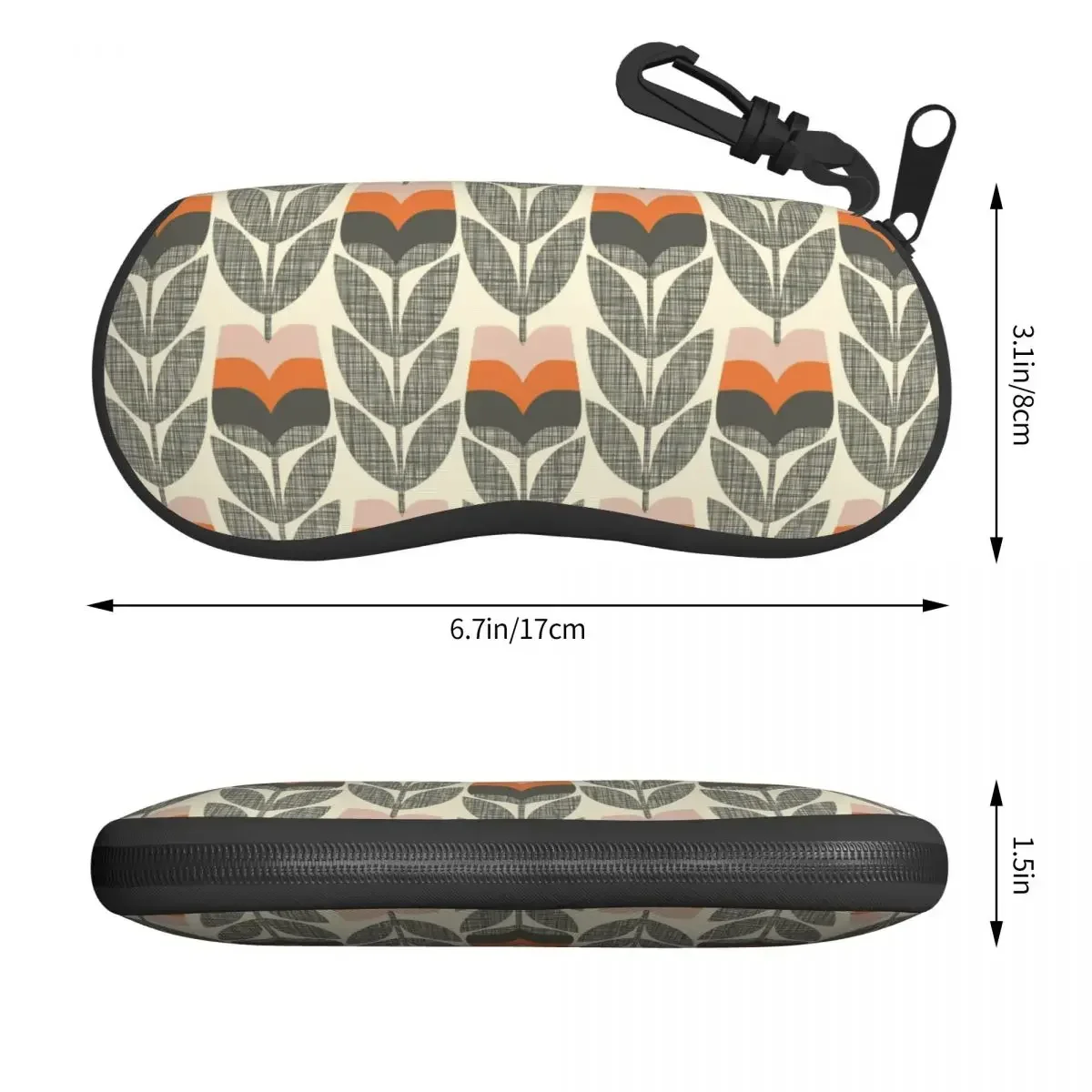 Rose Bud Orange Orla Kiely Print Eyeglass Glasses Case Women Men Soft Sunglasses Protective Bag