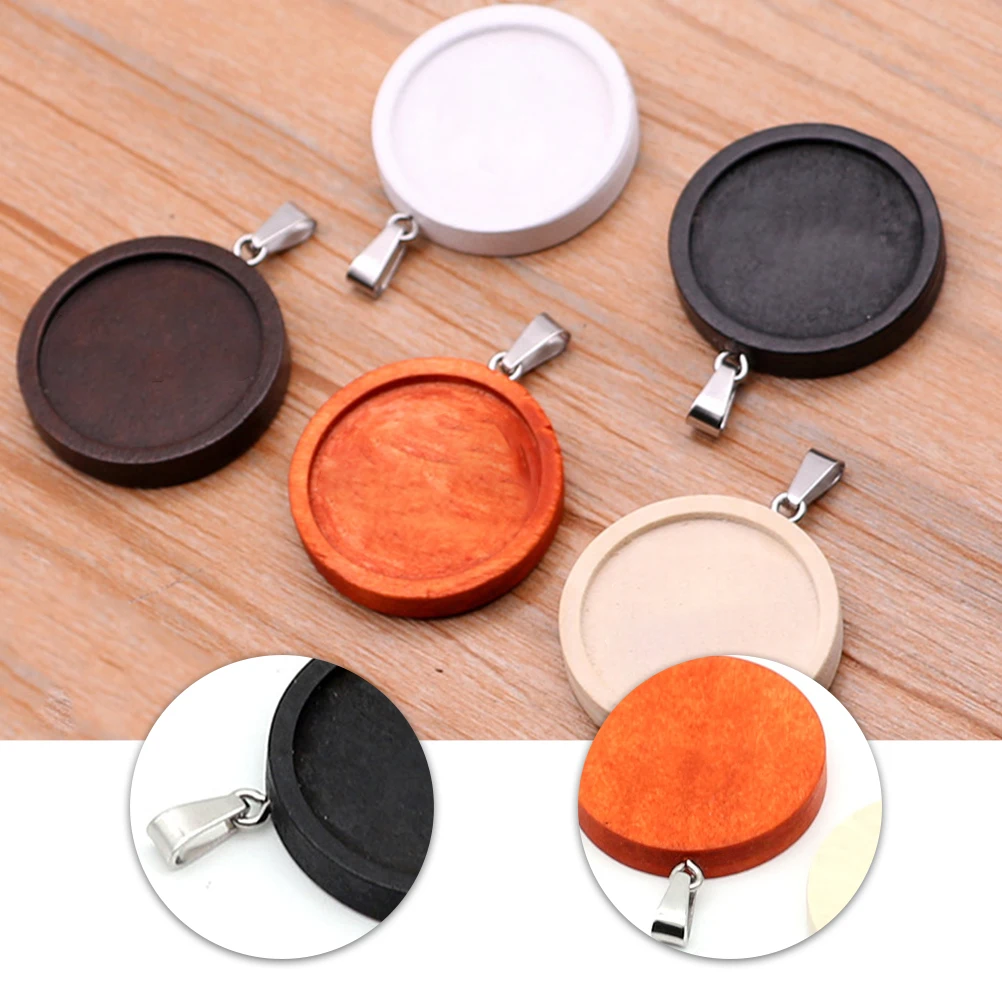

5Pcs Round Wood Jewelry Tray Pendants DIY Base Accessories Lightweight Durable Charm Pendant Jewelry Tray Pendant